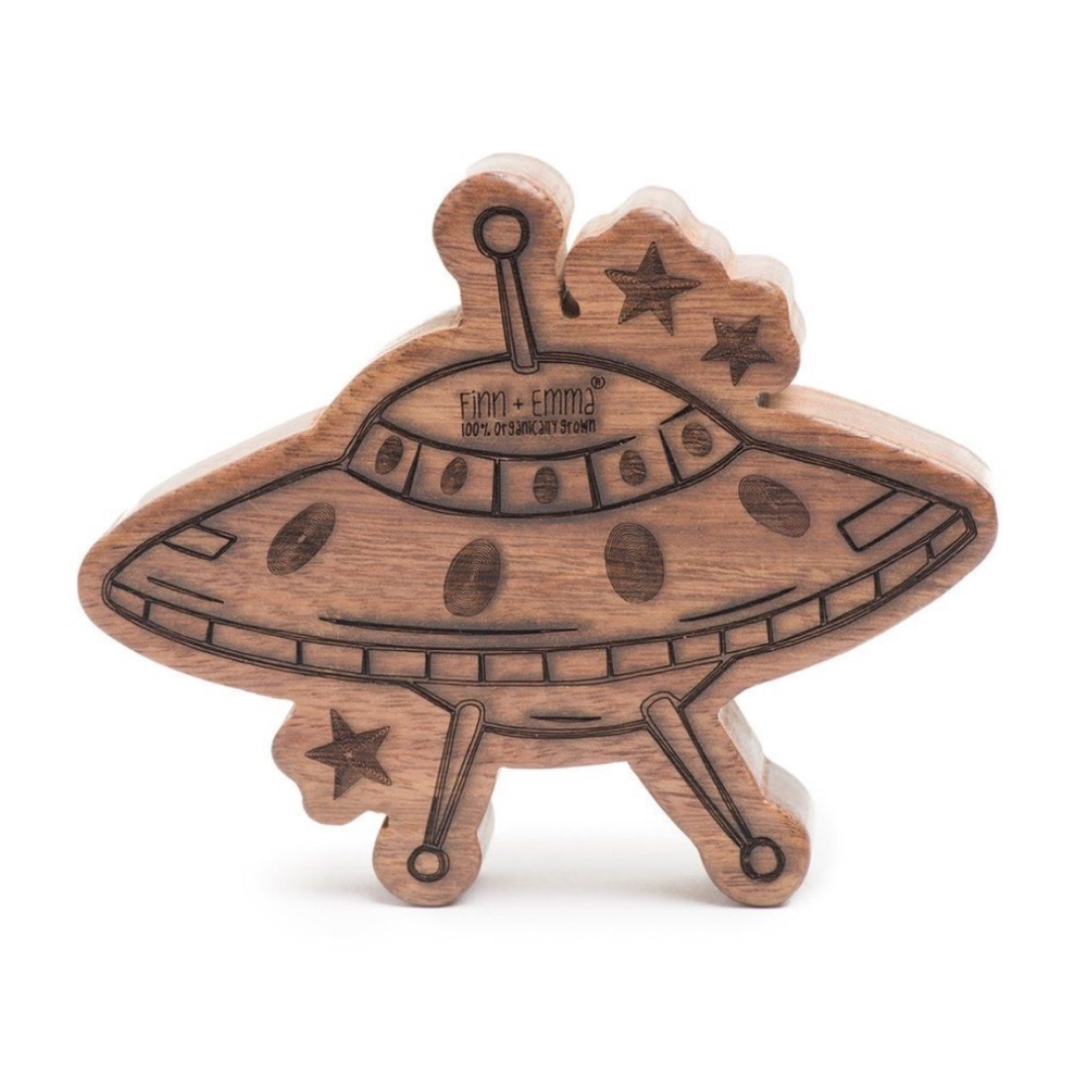 HTF! Finn + Emma // Organic Wooden Baby Teether UFO